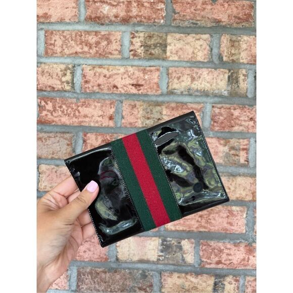 Gucci Womens Web Horsebit Sherry Clutch Flap Envelope Wallet Black - Picture 2 of 4